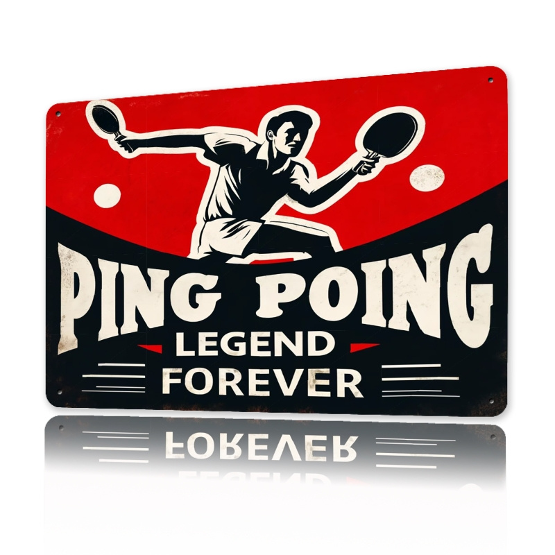 Table Tennis History - Letrero de chapa de metal Vintage
